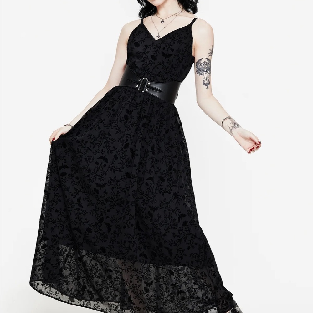 Disturbia Black Floral Midi Dress